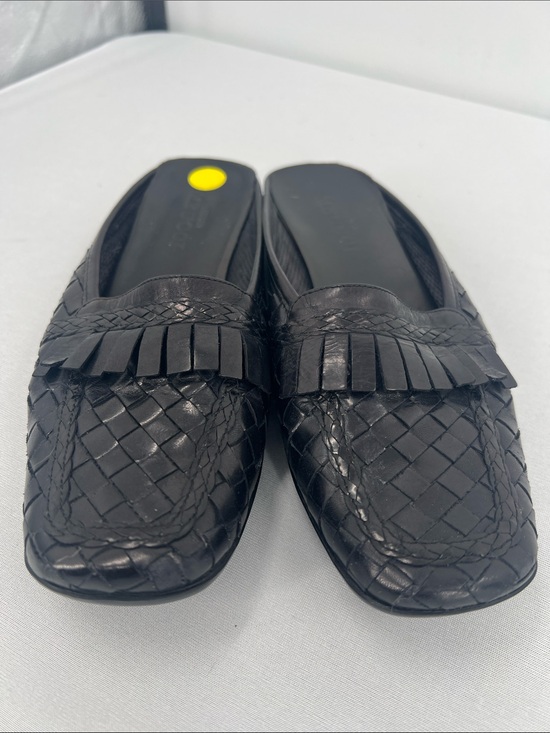 Sesto Meucci Shoes - Sesto Meucci Black Woven Leather Fringe Mules